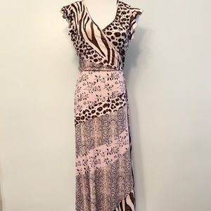 One World Pink Floral and Animal Print Knit Dress